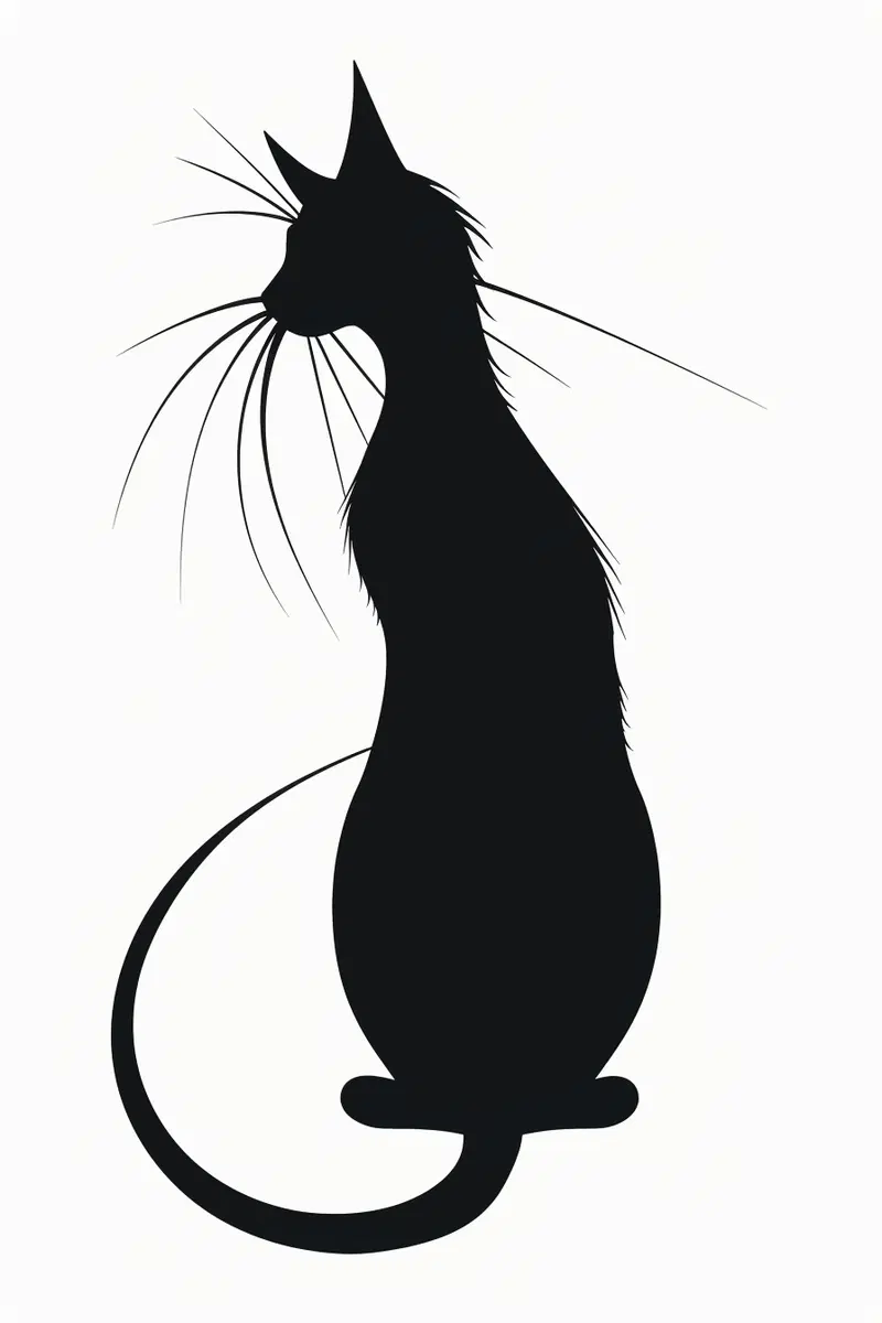 Elegant Black Cat Silhouette Minimalist Printable Wall Art