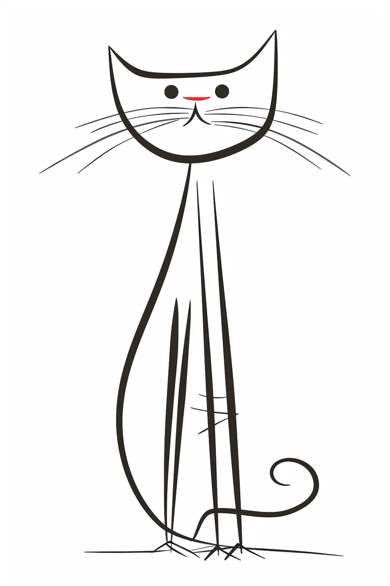Playful Minimalist Cat Outline Wall Art Decor