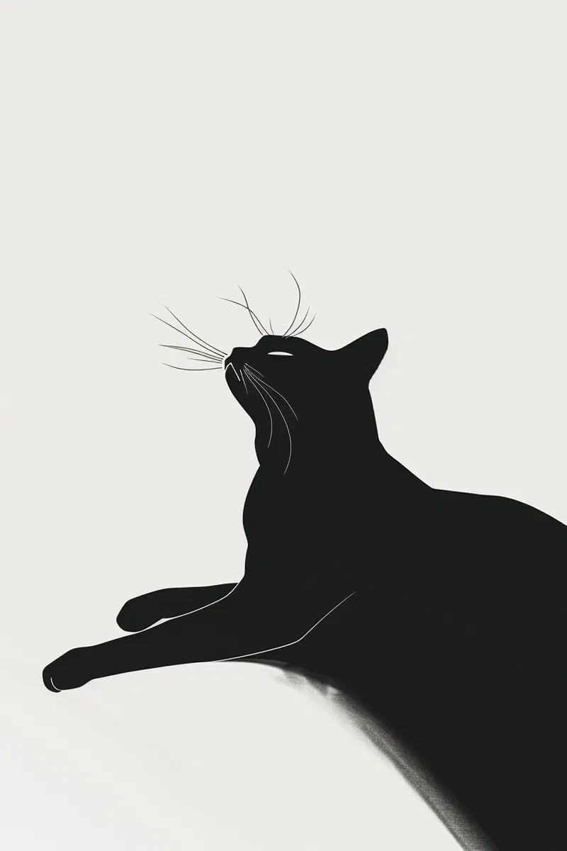 Minimalist Black and White Cat Wall Art Printable Decor