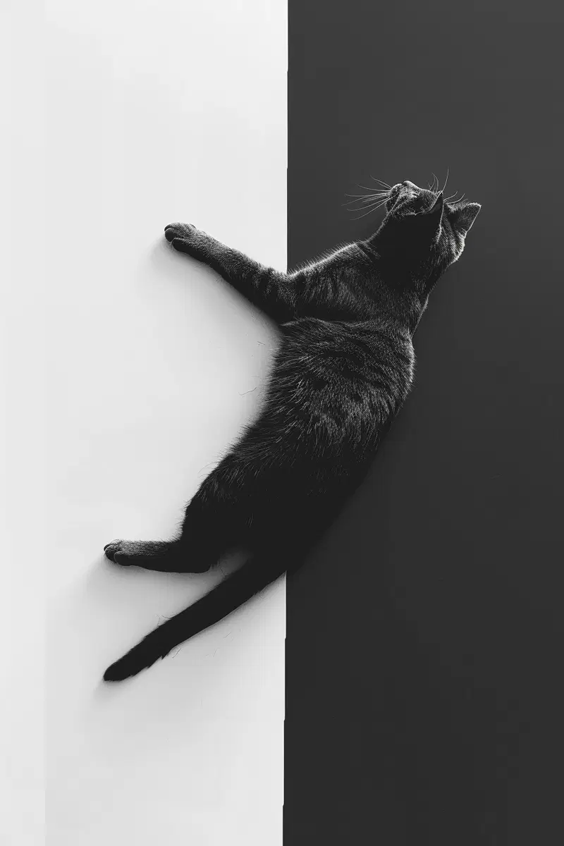 Minimalist Black and White Cat Wall Art Decor