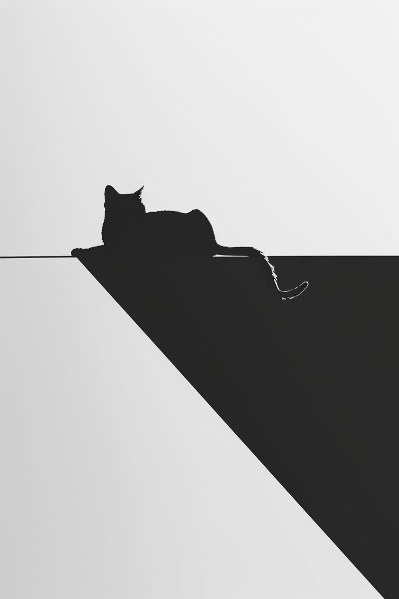 Minimalist Black and White Cat Wall Art Printable Decor