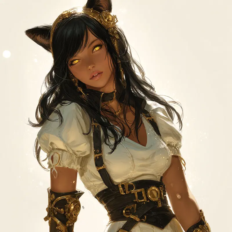Steampunk Fantasy Portrait of a Miqo'te Machinist Inspiration