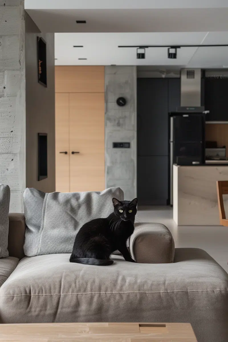 Modern Minimalist Black Cat Wall Art for Stylish Interiors