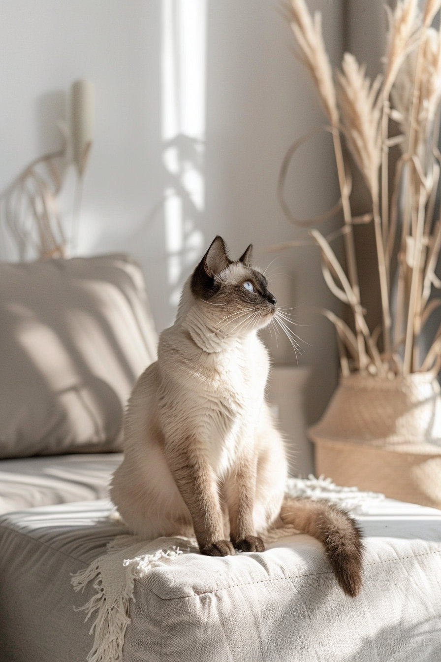 Cat lounging in stylish modern living room decor