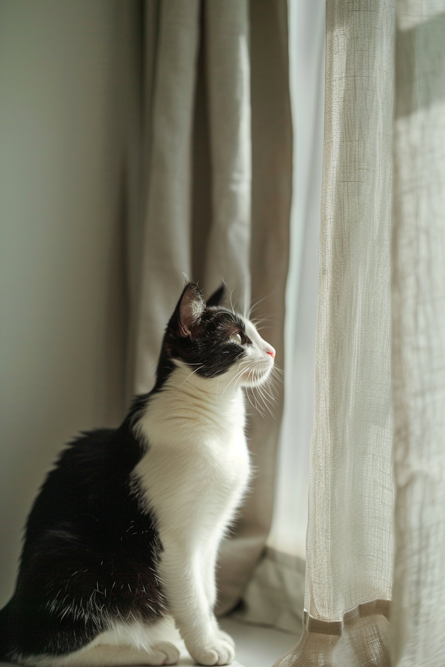 Minimalist cat lounging in a cozy modern room