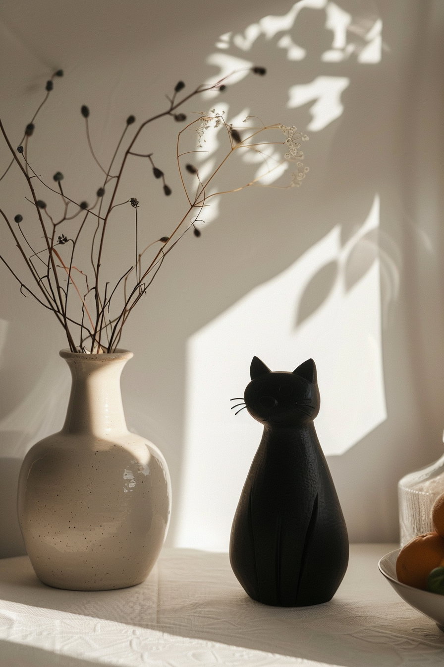 Modern cat printable decor with simple shapes and clean background