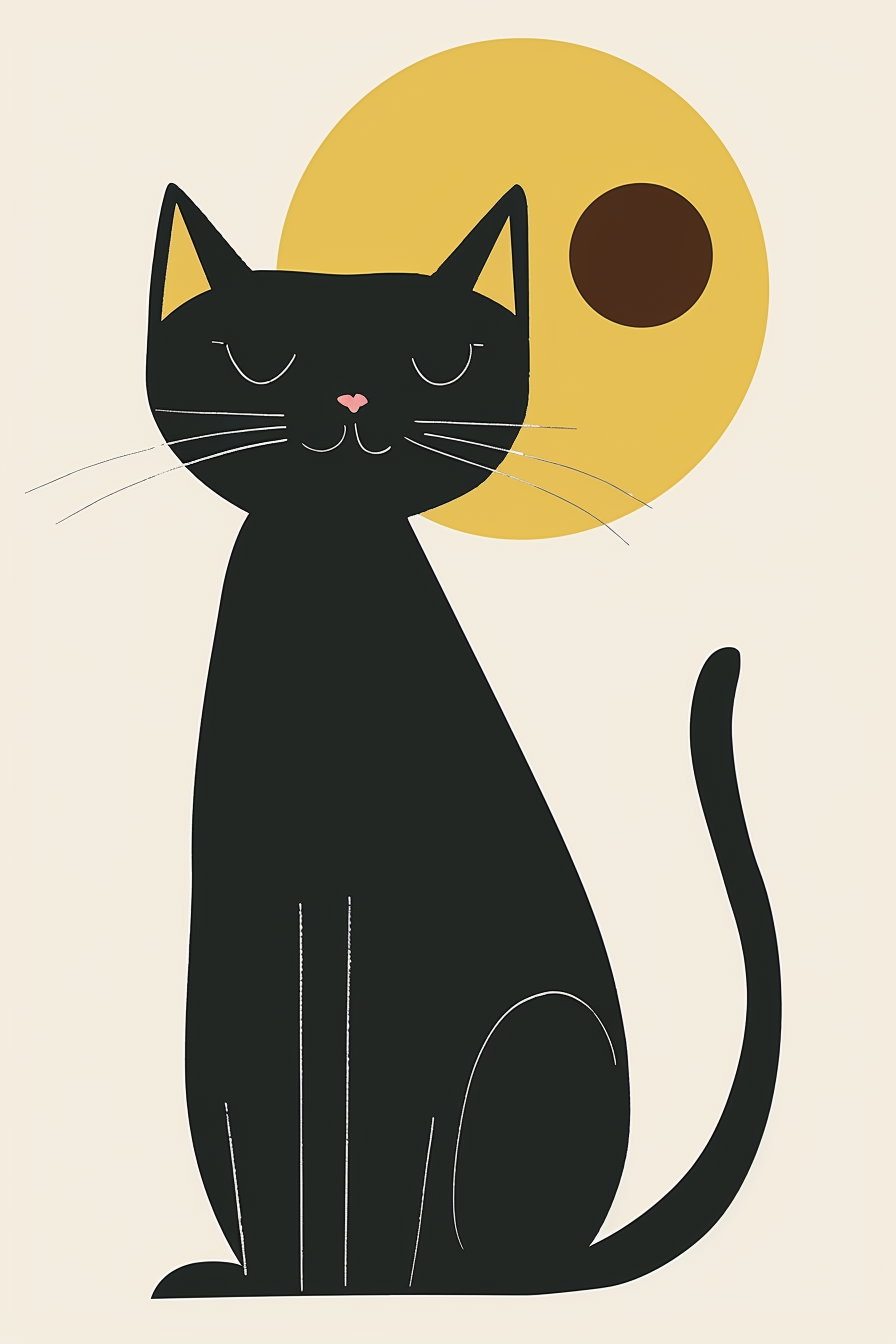 Modern cat printable decor with simple shapes and clean background