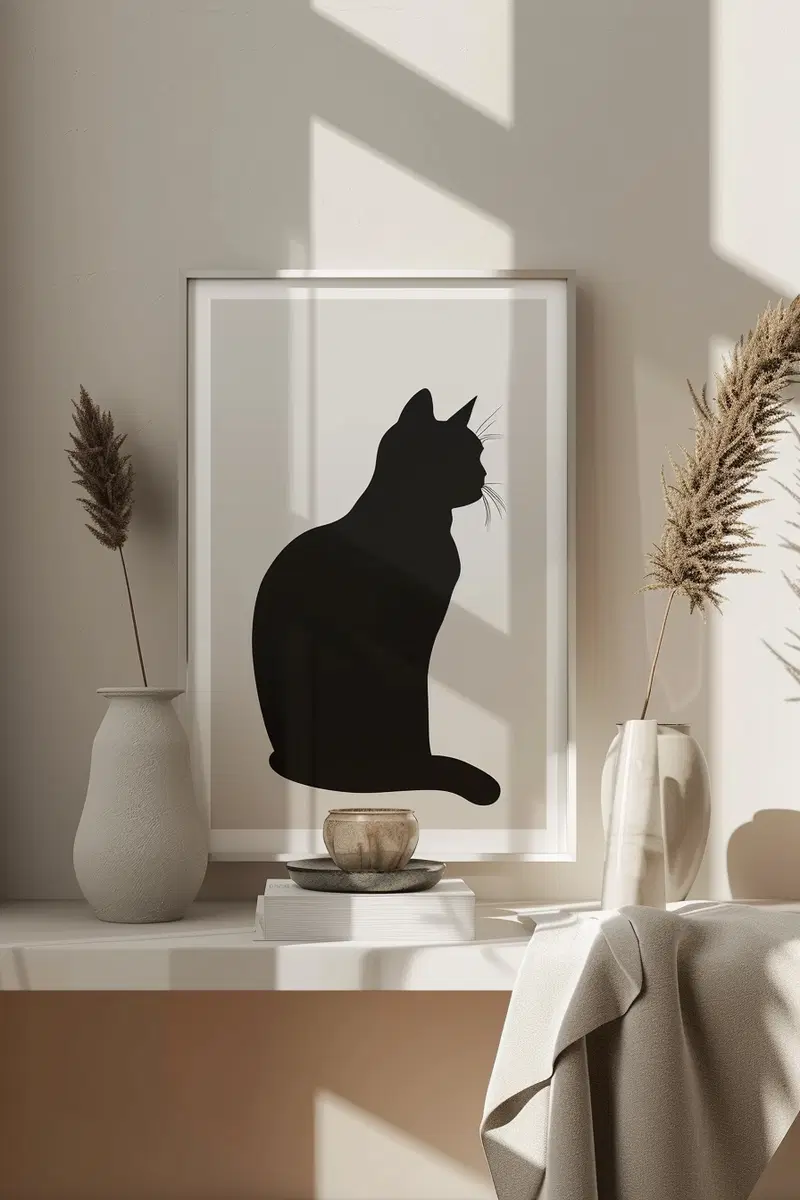 Modern Minimalist Cat Poster Printable Wall Art Decor