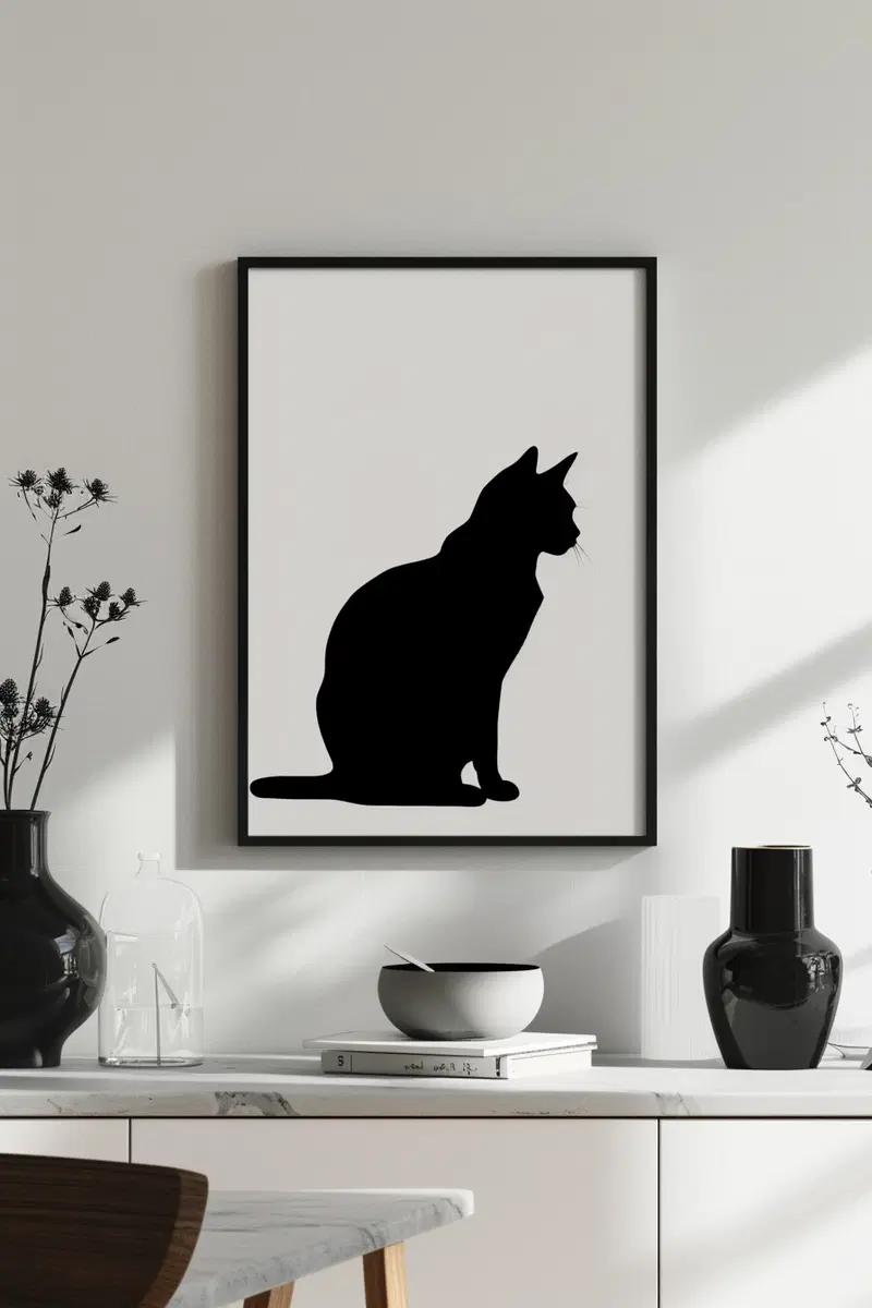 Modern Minimalist Cat Printable Wall Art for Clean Decor