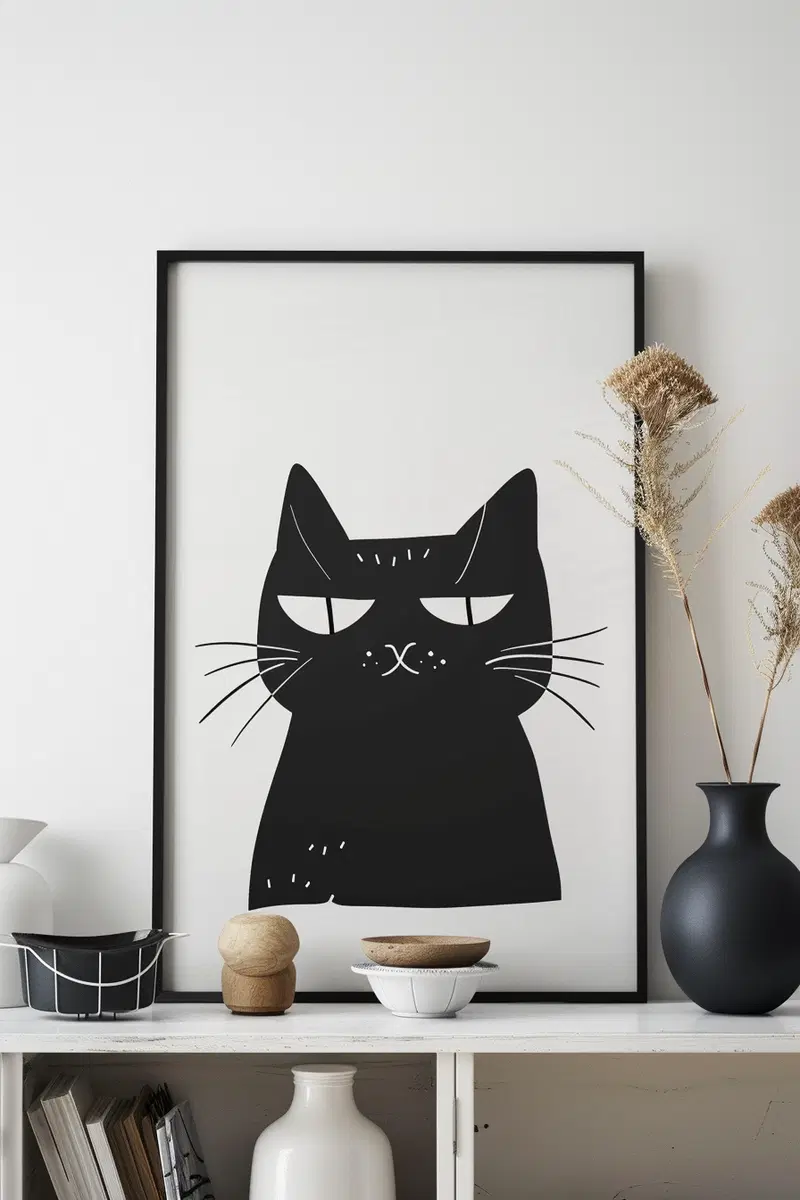 Modern Minimalist Cat Printable Wall Art for Clean Decor