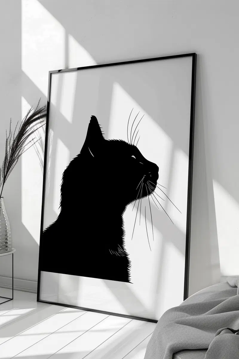 Modern Minimalist Cat Printable Wall Art for Home Decor