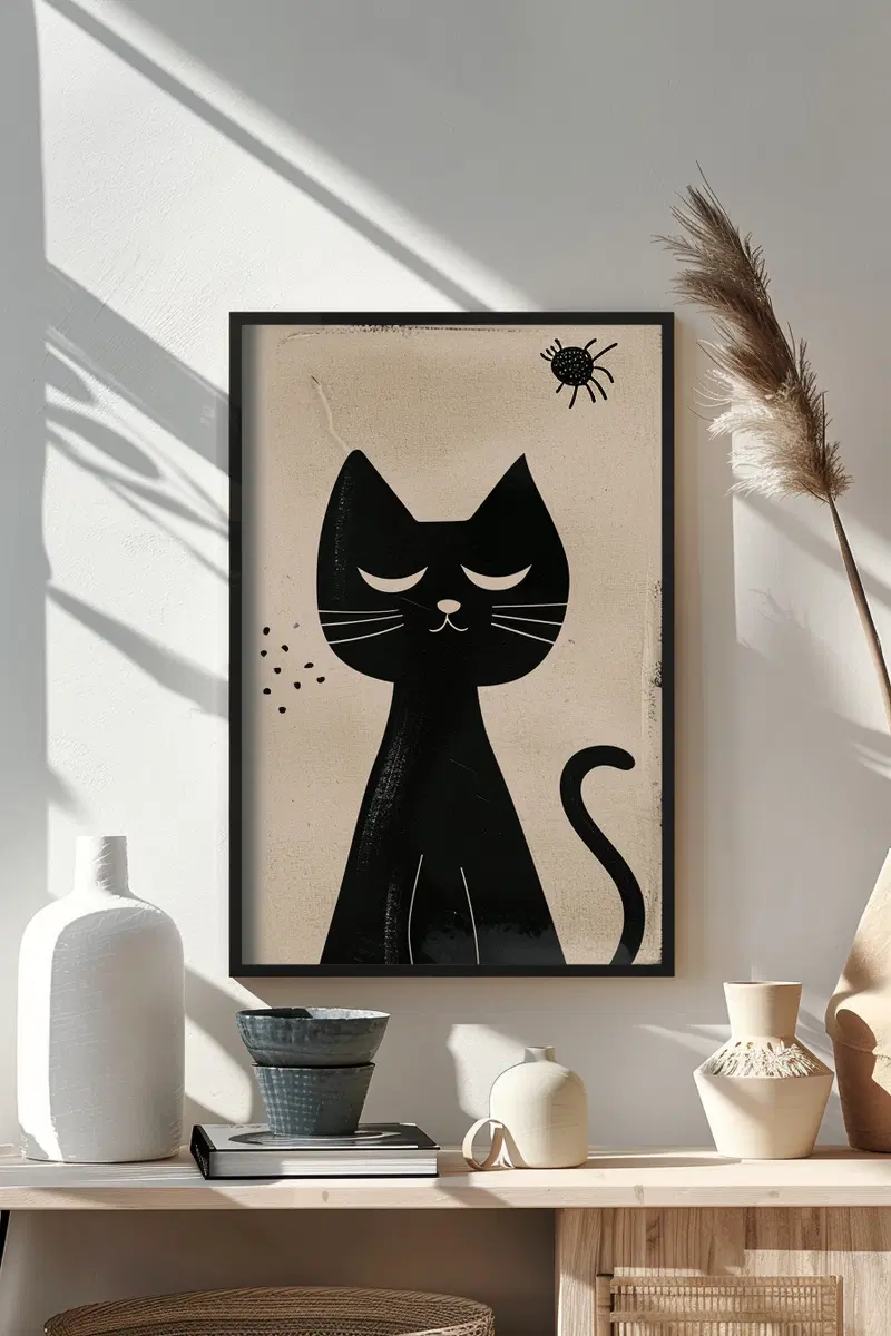 Modern Minimalist Cat Wall Art Print for Stylish Decor