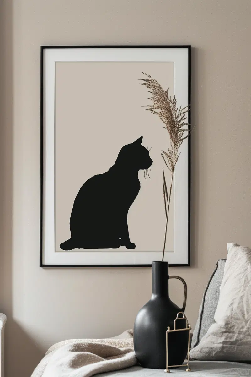 Modern Minimalist Cat Wall Art Print for Home Decor