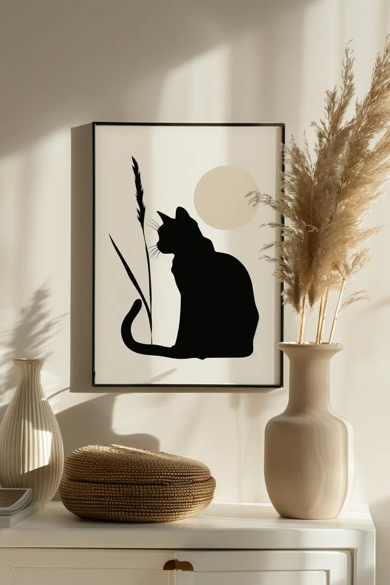 Modern Minimalist Cat Wall Art Print for Stylish Decor