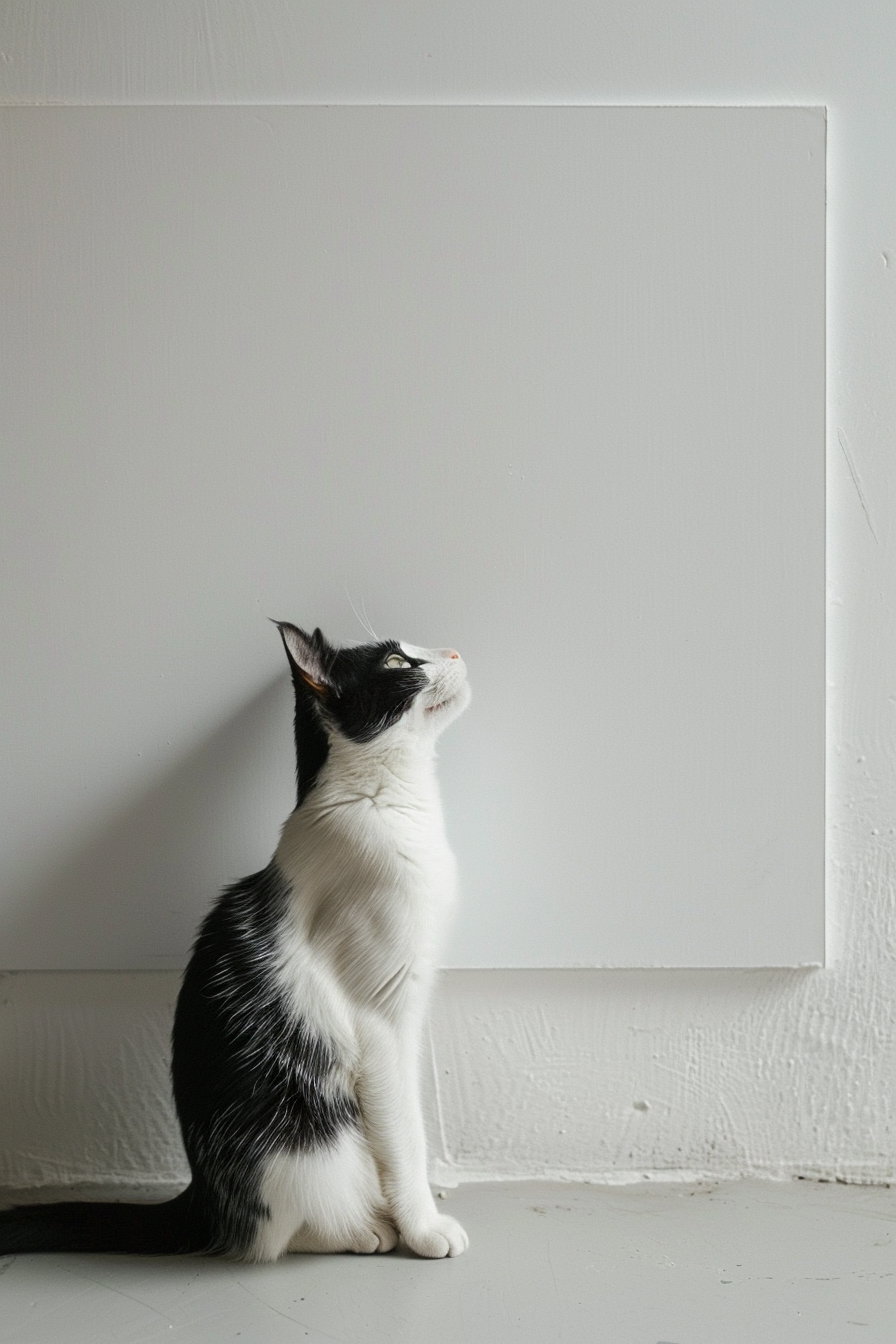 Minimalist cat poster with clean white space and modern design