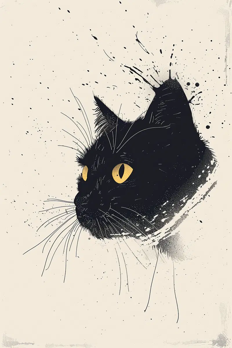 Modern Minimalist Cat Artwork Printable for Aesthetic Decor