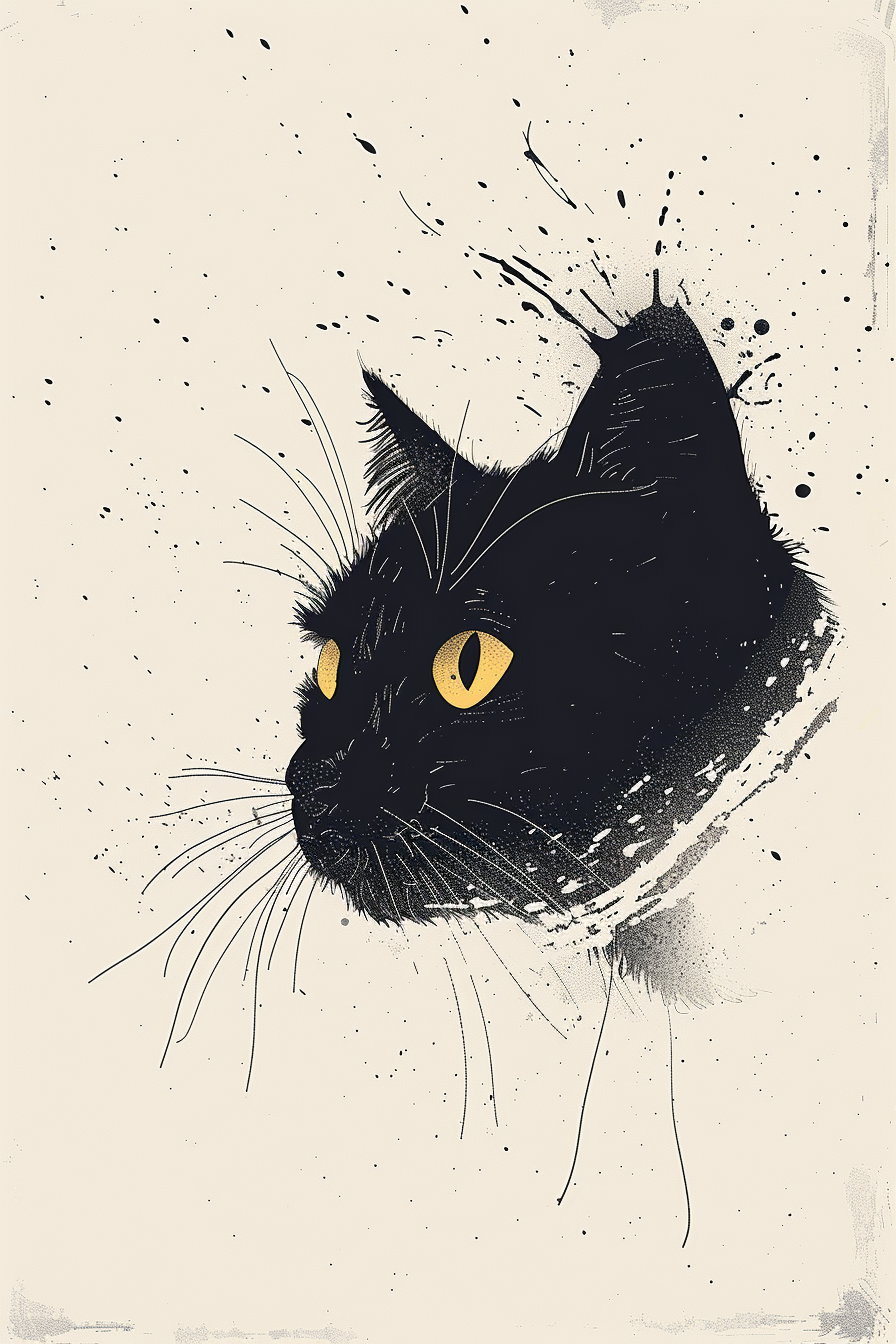 Minimalist cat artwork on clean background for modern decor