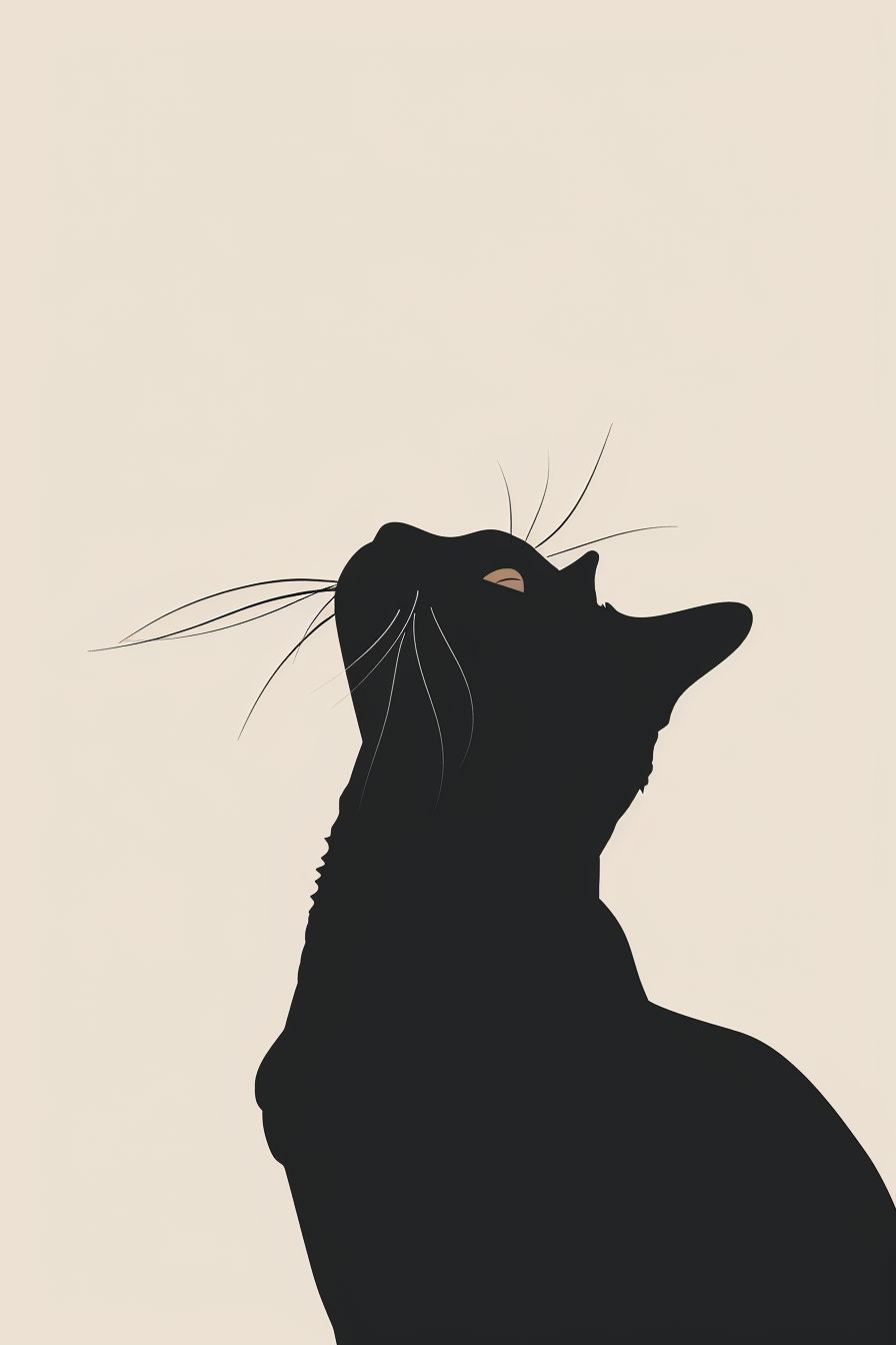 Modern minimalist cat artwork on clean background