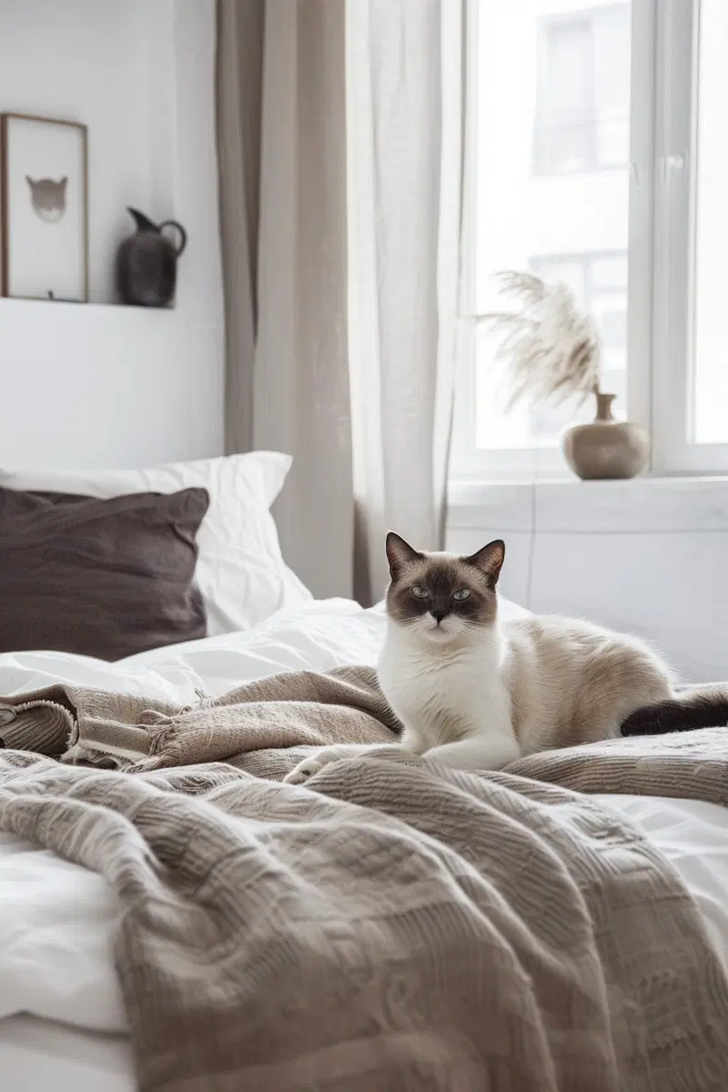 Minimalist Cat Wall Art for Luxury Modern Bedroom Decor