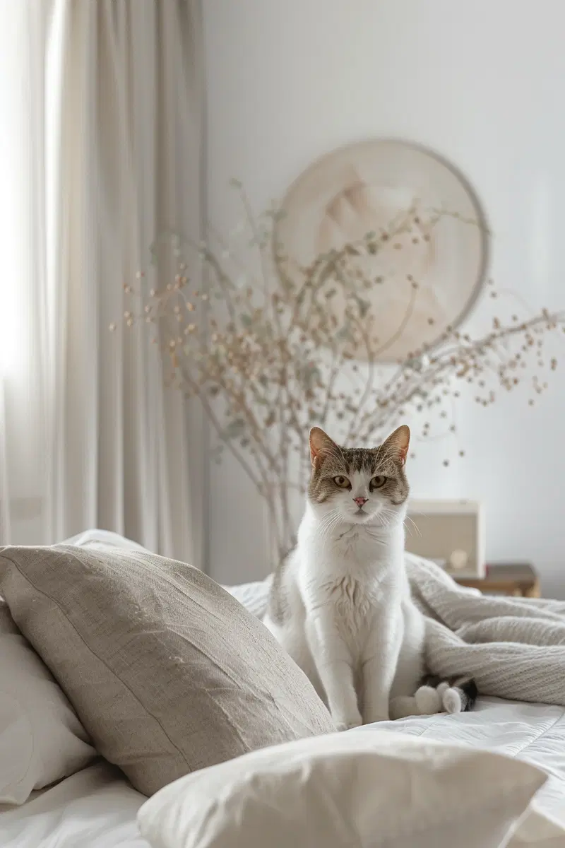 Minimalist Cat Wall Art for a Luxury Modern Bedroom Decor