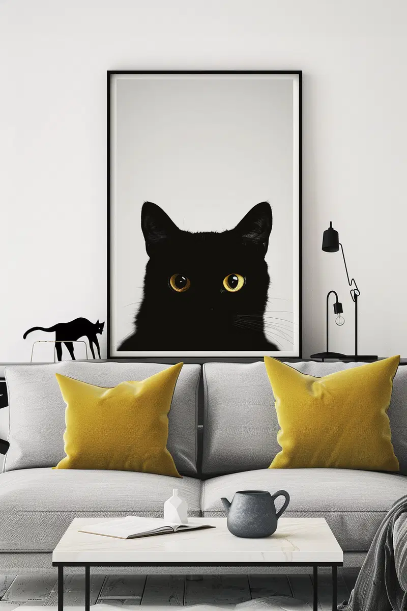 Elegant Modern Cat Wall Art for Minimalist Decor