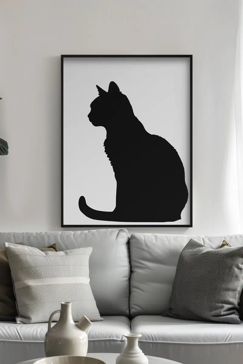 Elegant Modern Cat Wall Art for Minimalist Decor