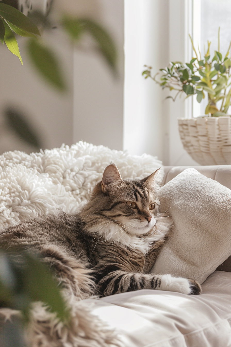 Luxury modern cat decor with soft lighting and minimal aesthetic