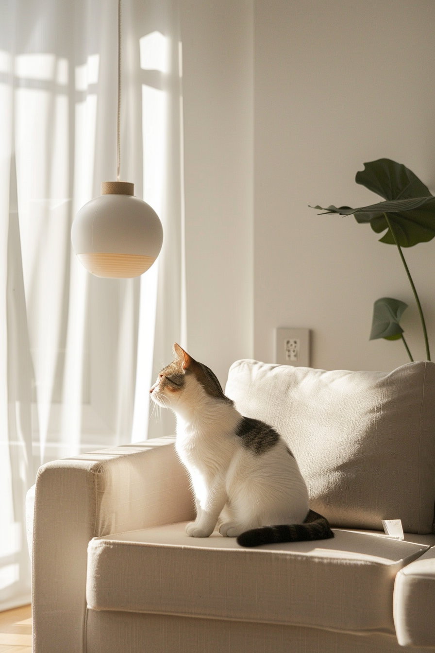 Luxury modern cat decor with soft lighting and minimalist design