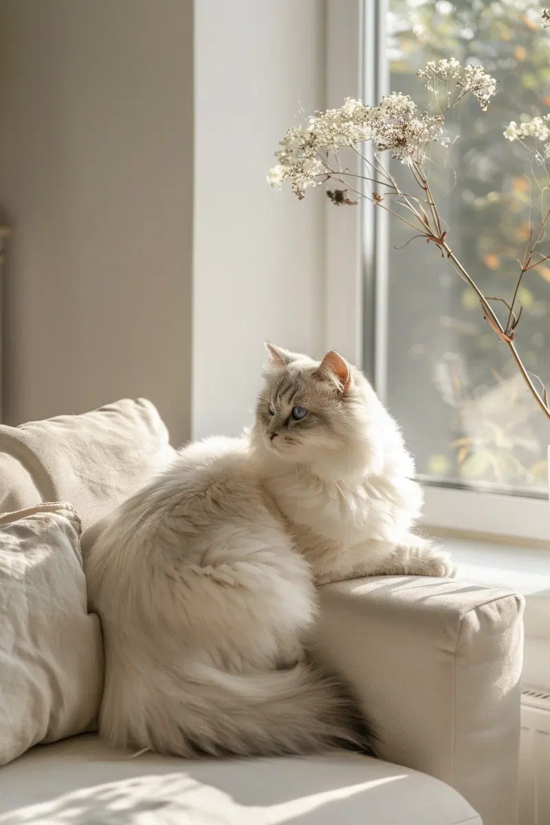 Luxury Minimalist Cat Decor with Natural Light Aesthetic