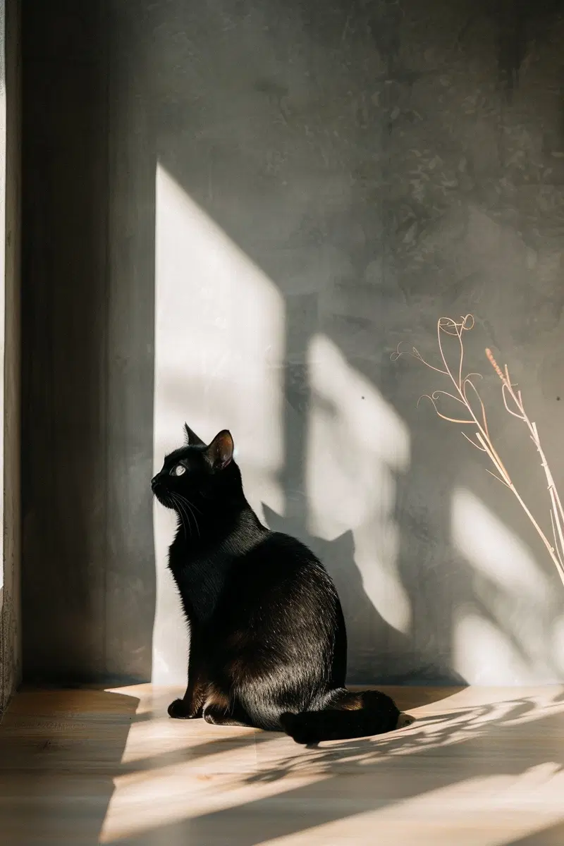 Elegant Black Cat Wall Art for Modern Minimalist Decor