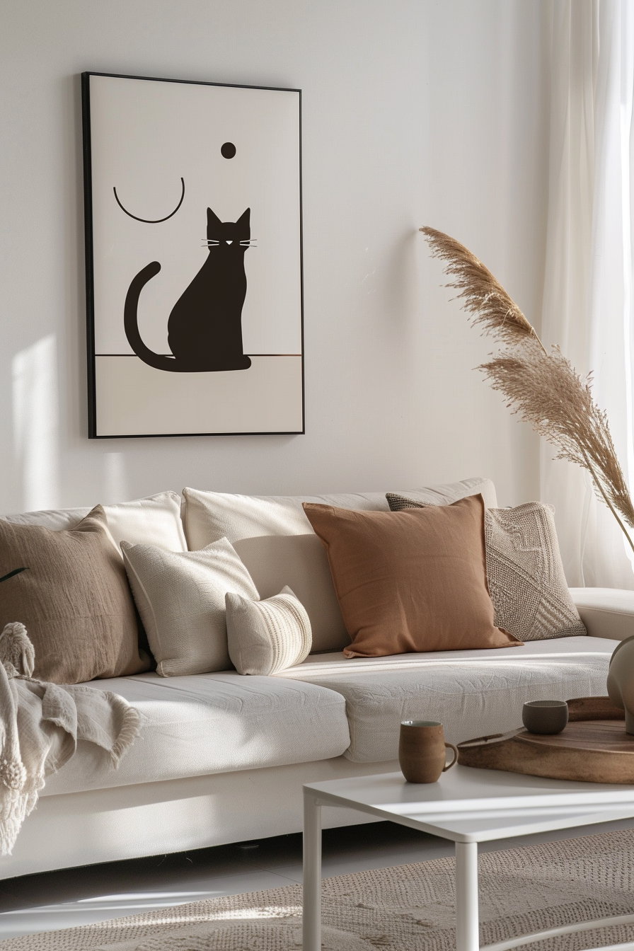 Modern cat decor featuring clean lines and neutral tones