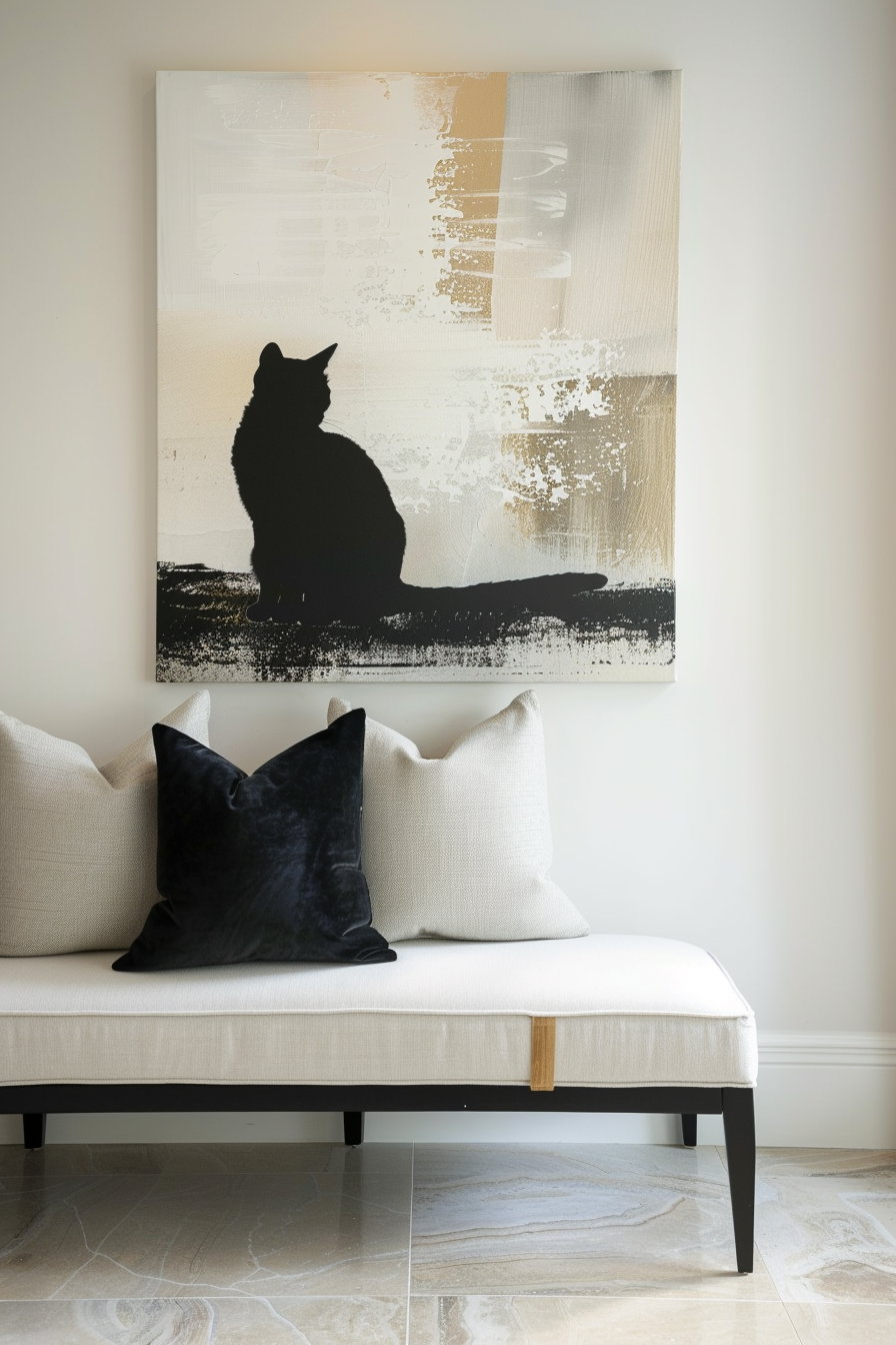Elegant modern cat decor featuring clean lines and neutral tones