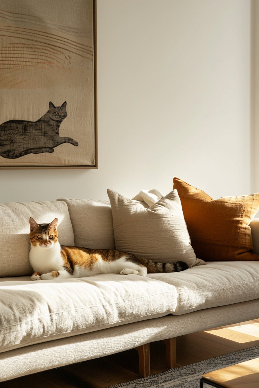 Elegant modern cat decor featuring clean lines and neutral tones