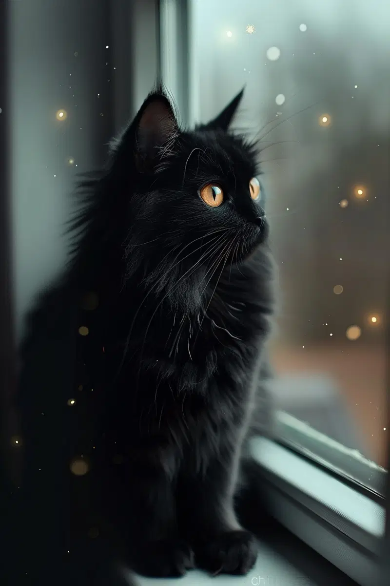 Mystical Black Cat Moonlit Windowsill Decor Inspiration