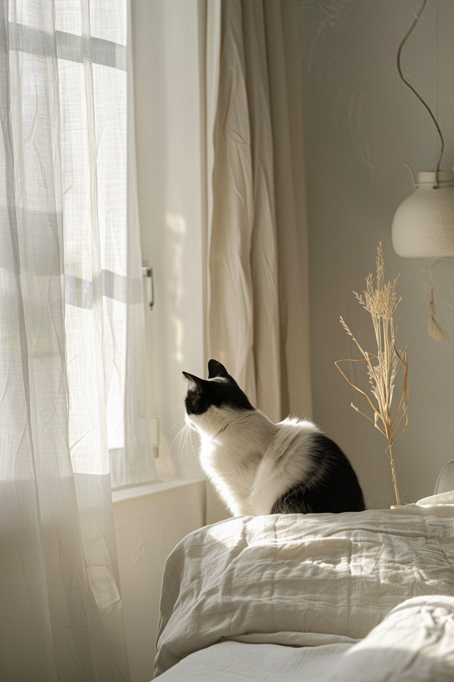 Minimalist cat decor in modern Scandinavian interior design