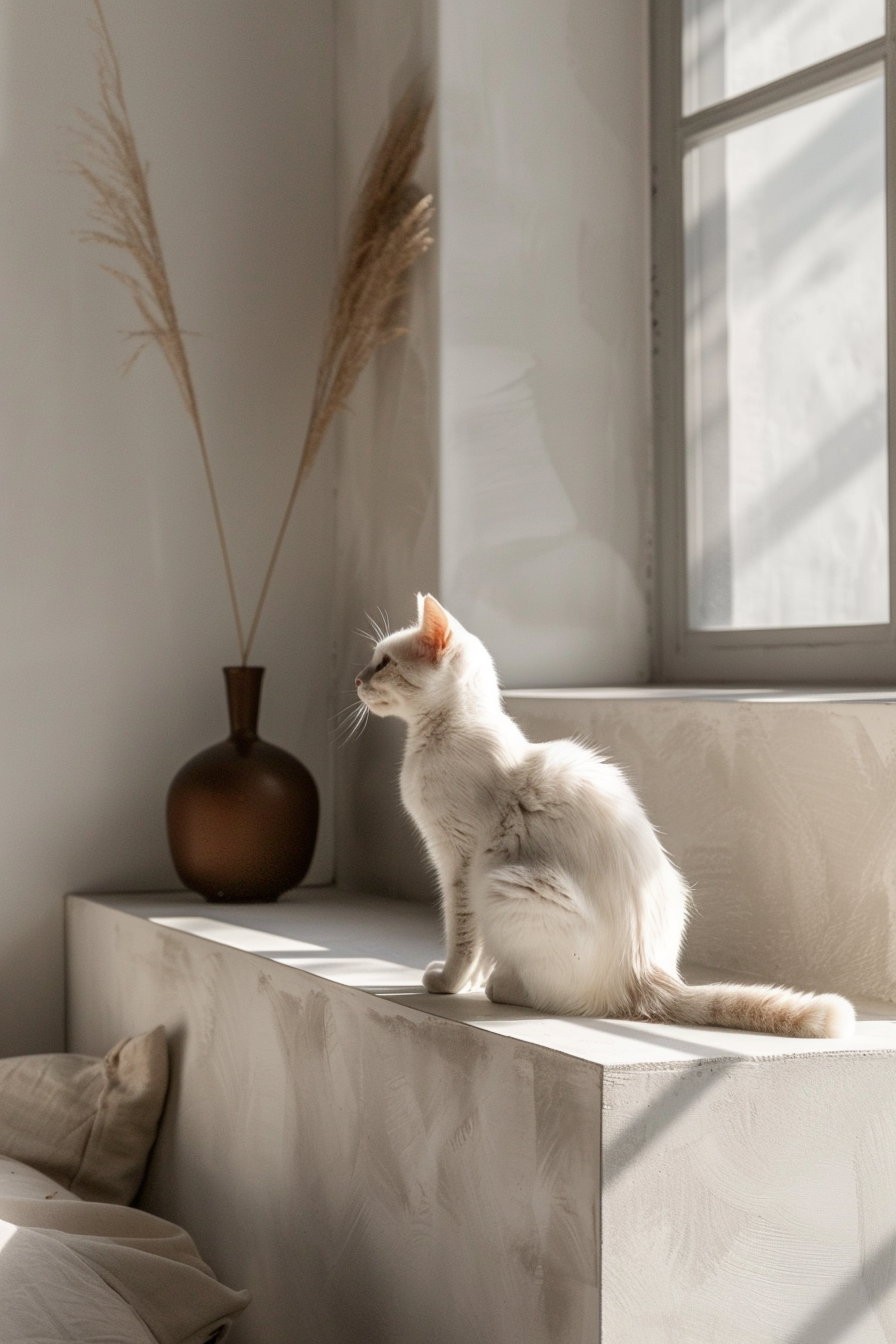 Minimalist cat decor in modern Scandinavian interior design