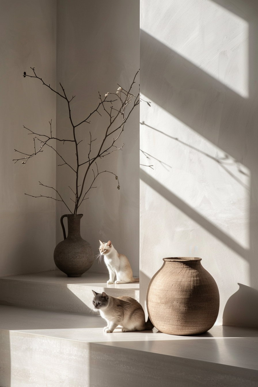 Minimalist cat decor in modern Scandinavian interior design