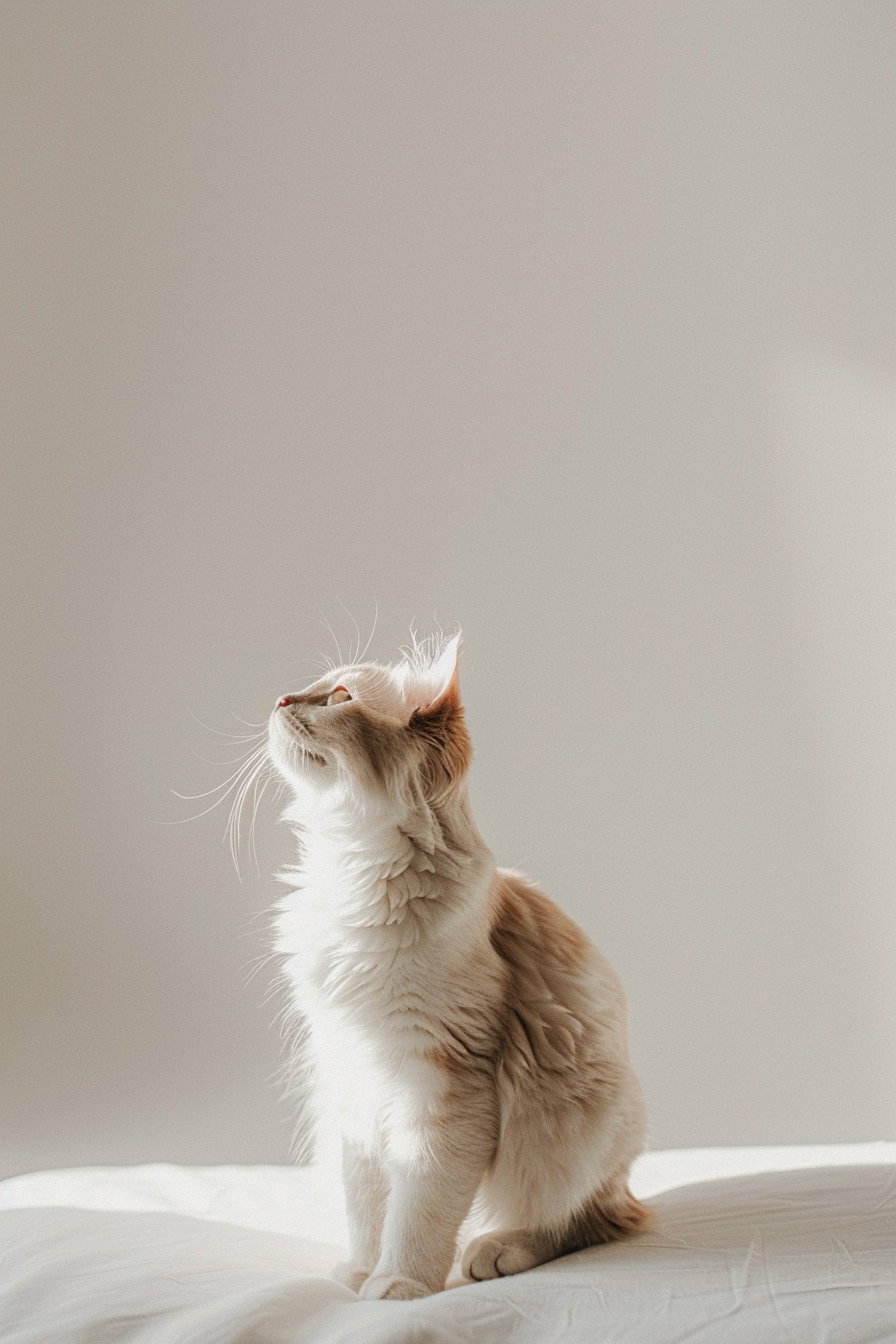 Minimalist cat poster with neutral colors and clean design