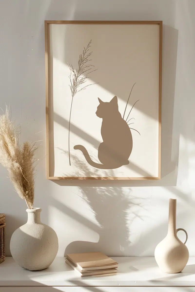 Neutral Cat Printable Wall Art for Minimalist Decor
