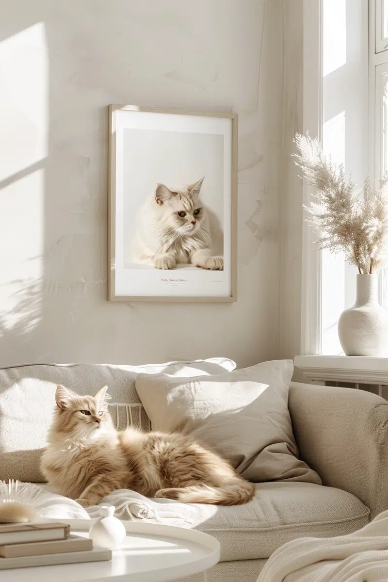 Neutral Cat Printable Wall Art for Minimalist Decor