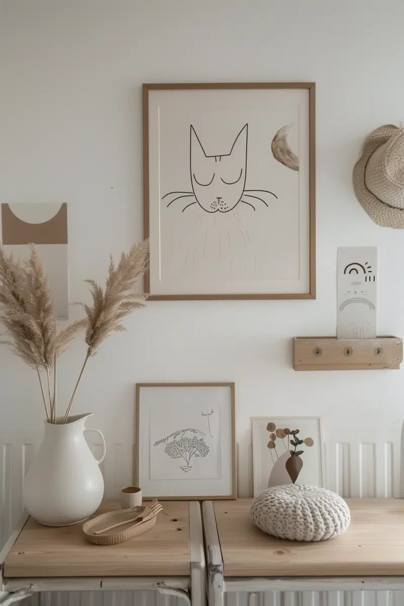 Neutral Aesthetic Cat Printable Wall Art for Minimalist Decor