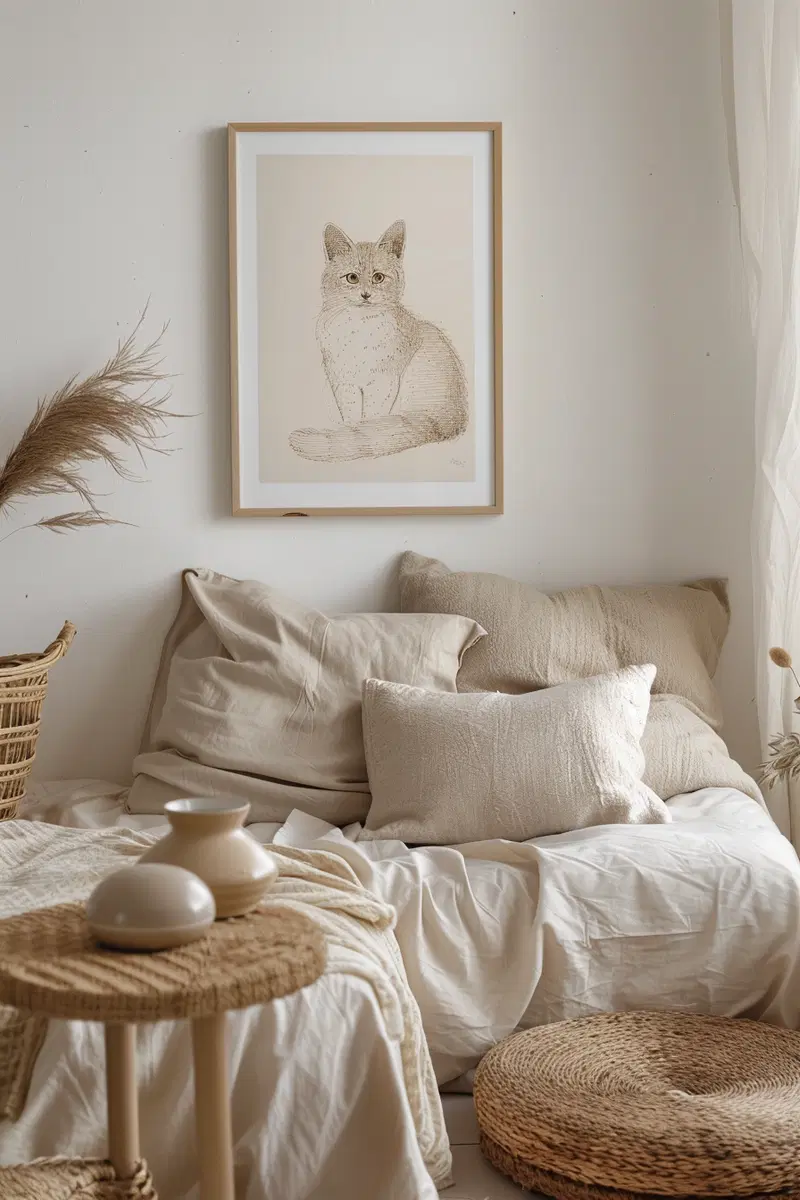 Neutral Cat Printable Wall Art for Modern Minimalist Decor