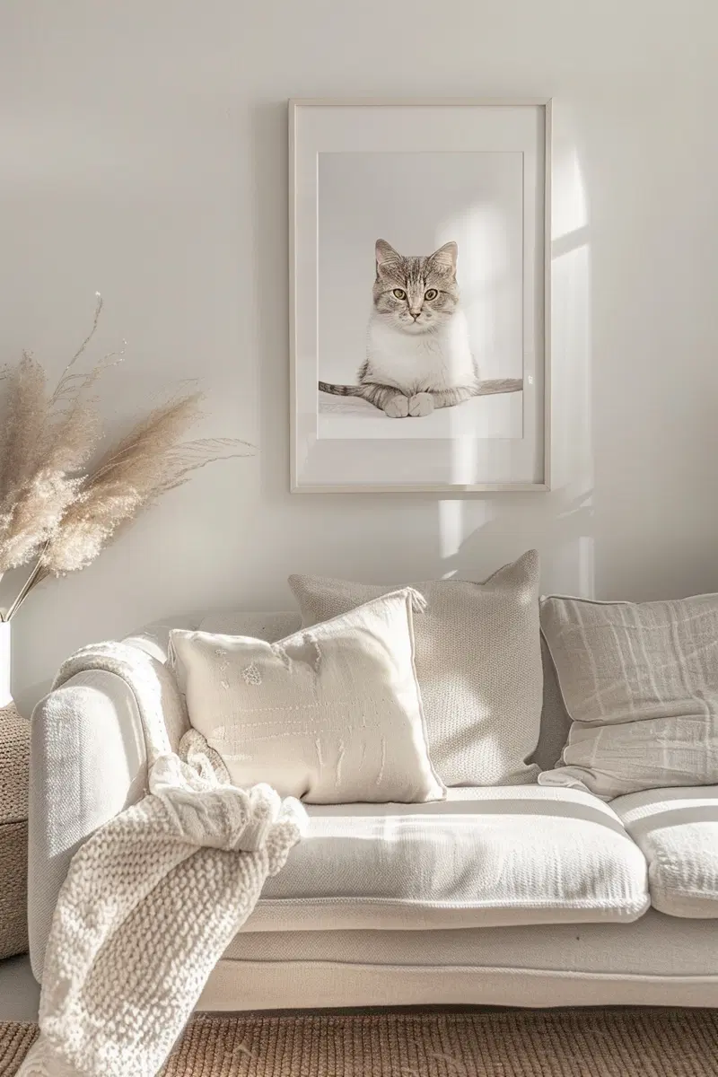 Neutral Toned Cat Wall Art Printable for Minimalist Decor