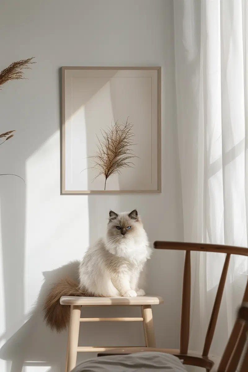 Minimalist Cat Print Wall Art in Neutral Palette
