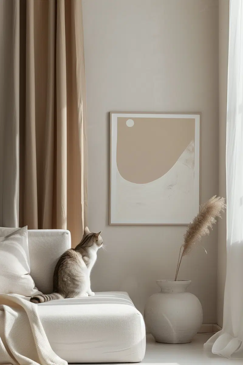 Minimalist Cat Print Framed Poster Wall Art Decor