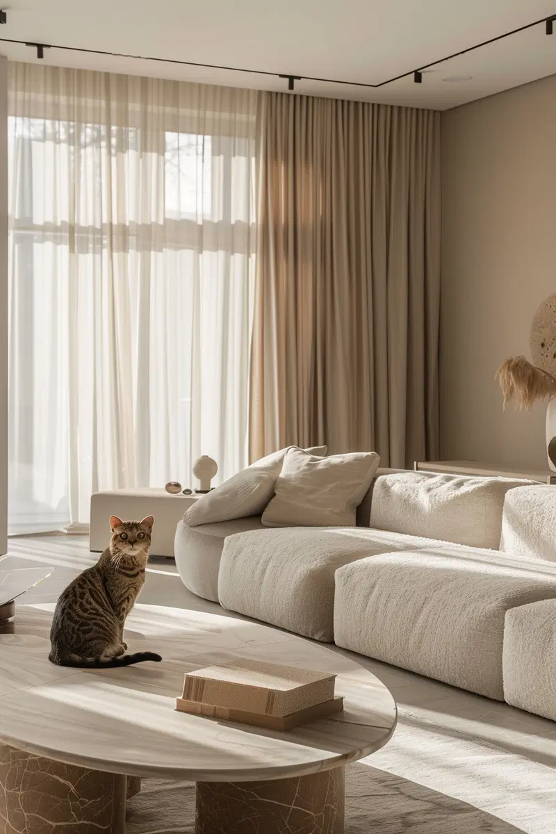 Luxury Neutral Cat Decor Ideas for a Modern Living Room