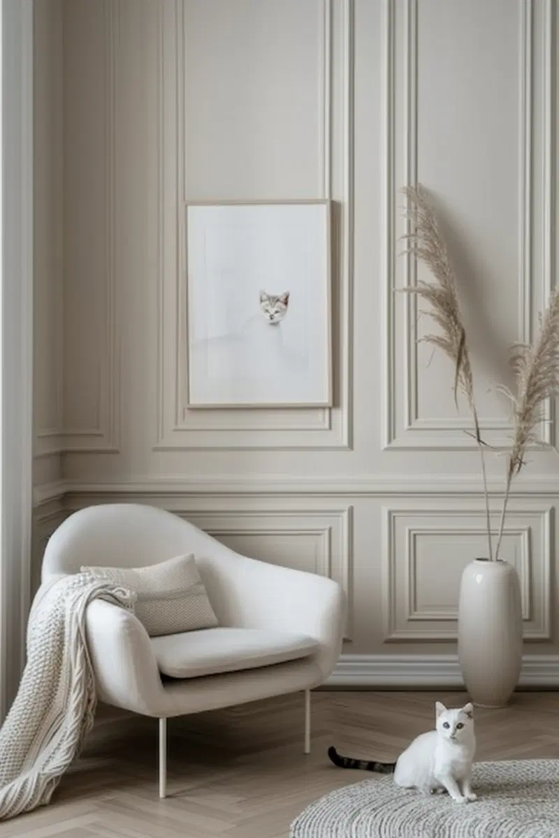 Elegant Neutral Cat Wall Art for Modern Minimalist Decor