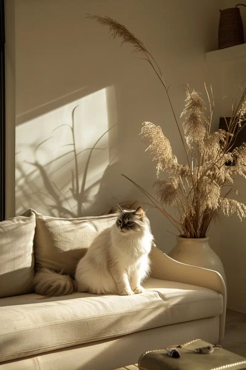 Luxury Neutral Cat Decor Wall Art for Modern Minimalist Aesthetic
