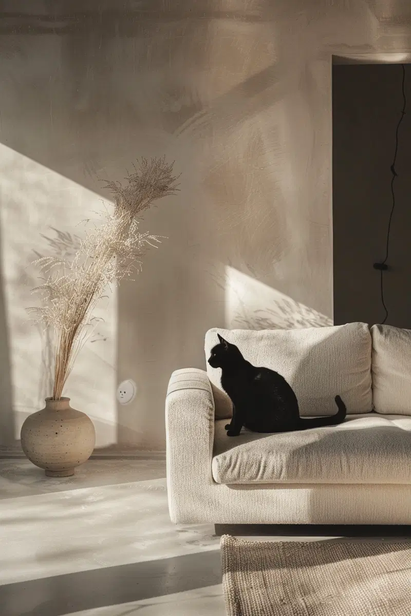 Elegant Minimalist Black Cat Wall Art for Modern Decor