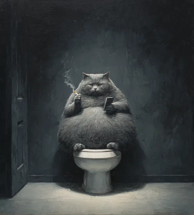 Whimsical Bathroom Decor with Quirky Cat Art Inspiration